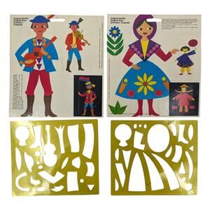 Lot 2 Vintage 1970s MAGNETO FOLKLORE STENCIL Girl & Boy Costumes W German Design